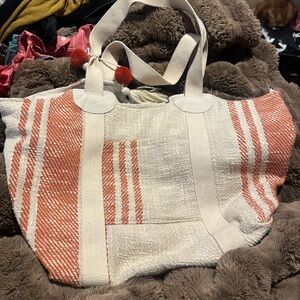Stylish Orange and Cream Tote Bag